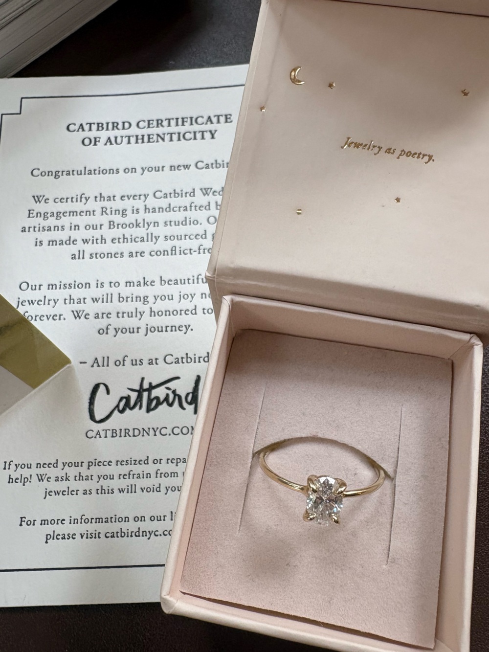 Catbird 14k Yellow Gold Swan Oval Lab-Grown Diamond Ring — 0.74 ct w/ IGI papers